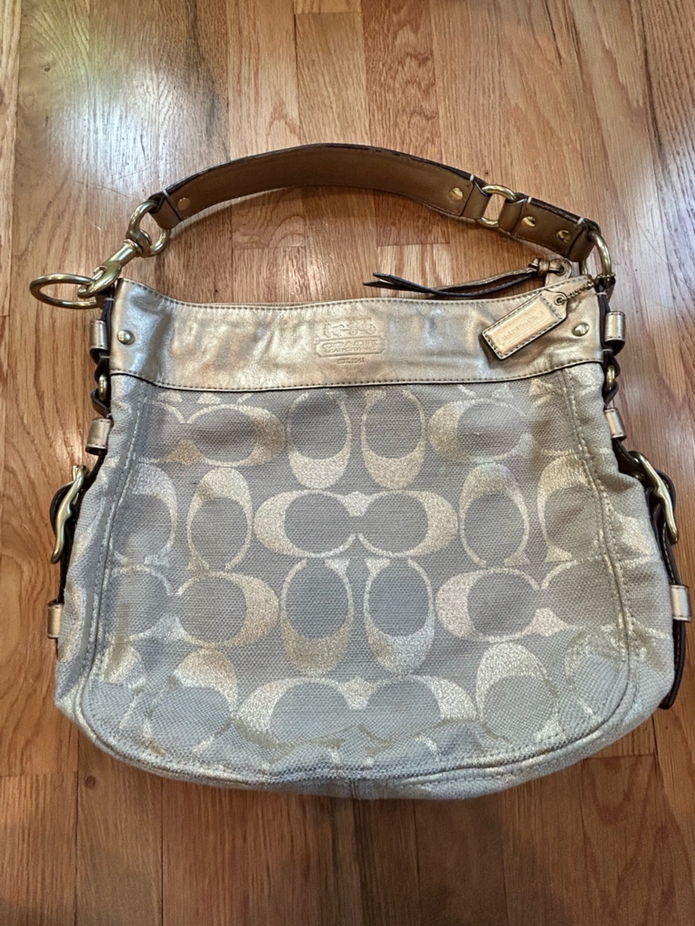 Coach Metallic Gold Signature Hobo Bag